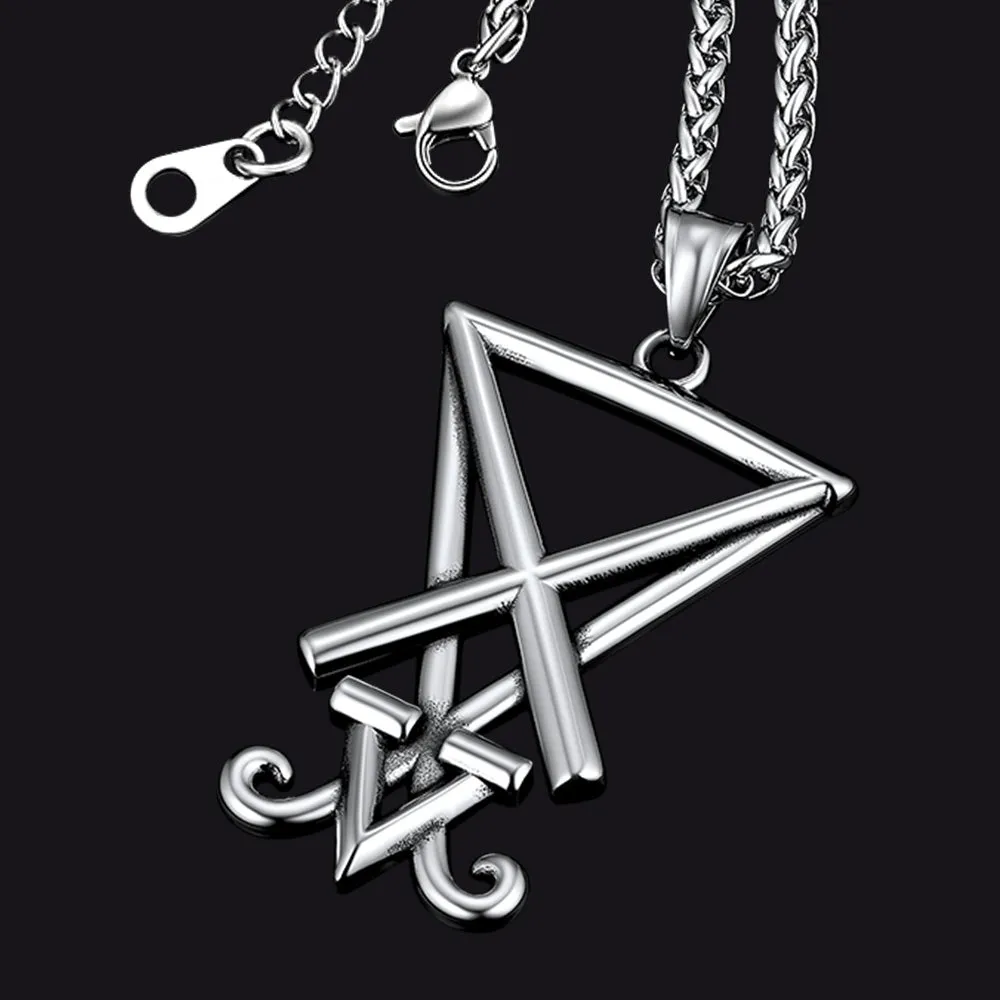 Satanic Sigil of Lucifer Necklace For Men Stainless Steel sold by FaithHeart