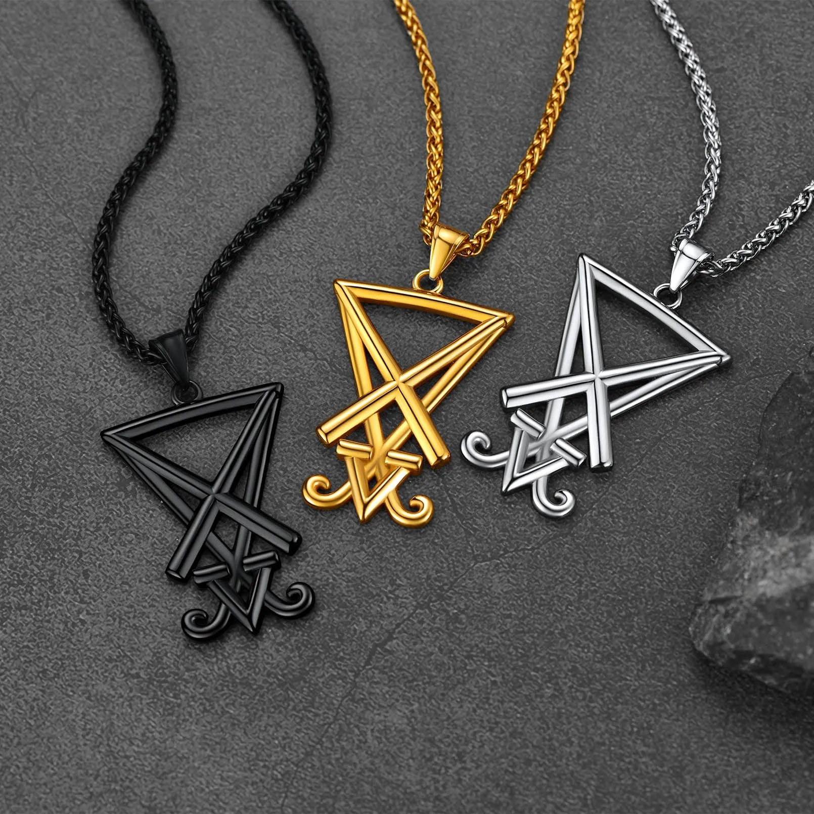 Satanic Sigil of Lucifer Necklace For Men Stainless Steel sold by FaithHeart product image thumbnail 2