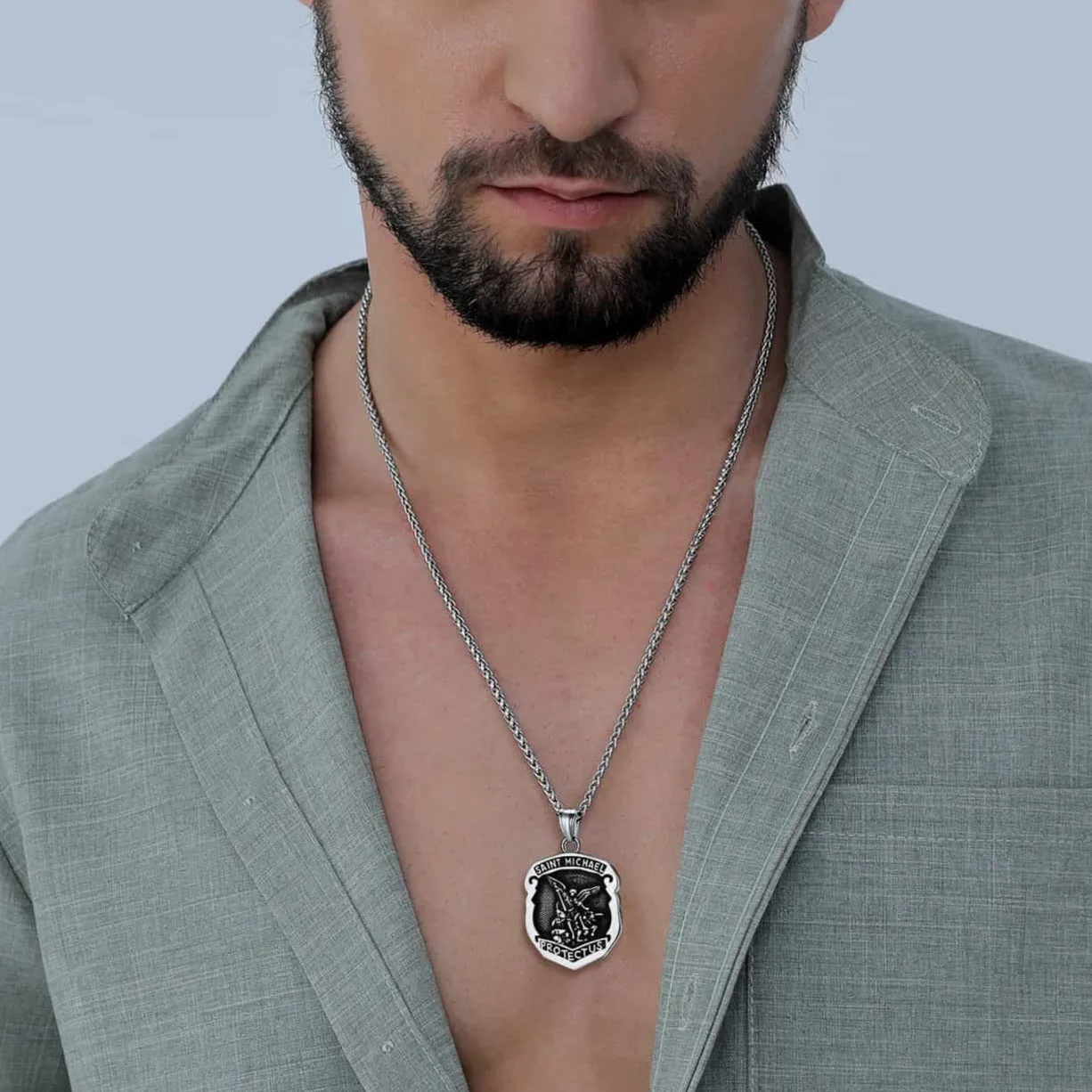 Catholic Saint Michael Pendant Necklace For Men sold by FaithHeart product image thumbnail 2