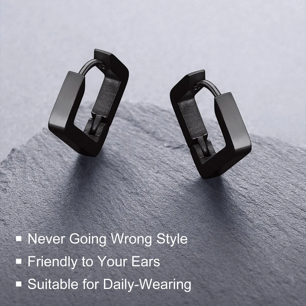 Classic Square Huggie Hoop Earrings for Men Women sold by FaithHeart product image thumbnail 5