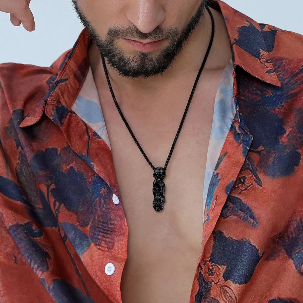 See No Evil, Hear No Evil, Speak No Evil Skull Necklace For Men sold by FaithHeart product image thumbnail 2