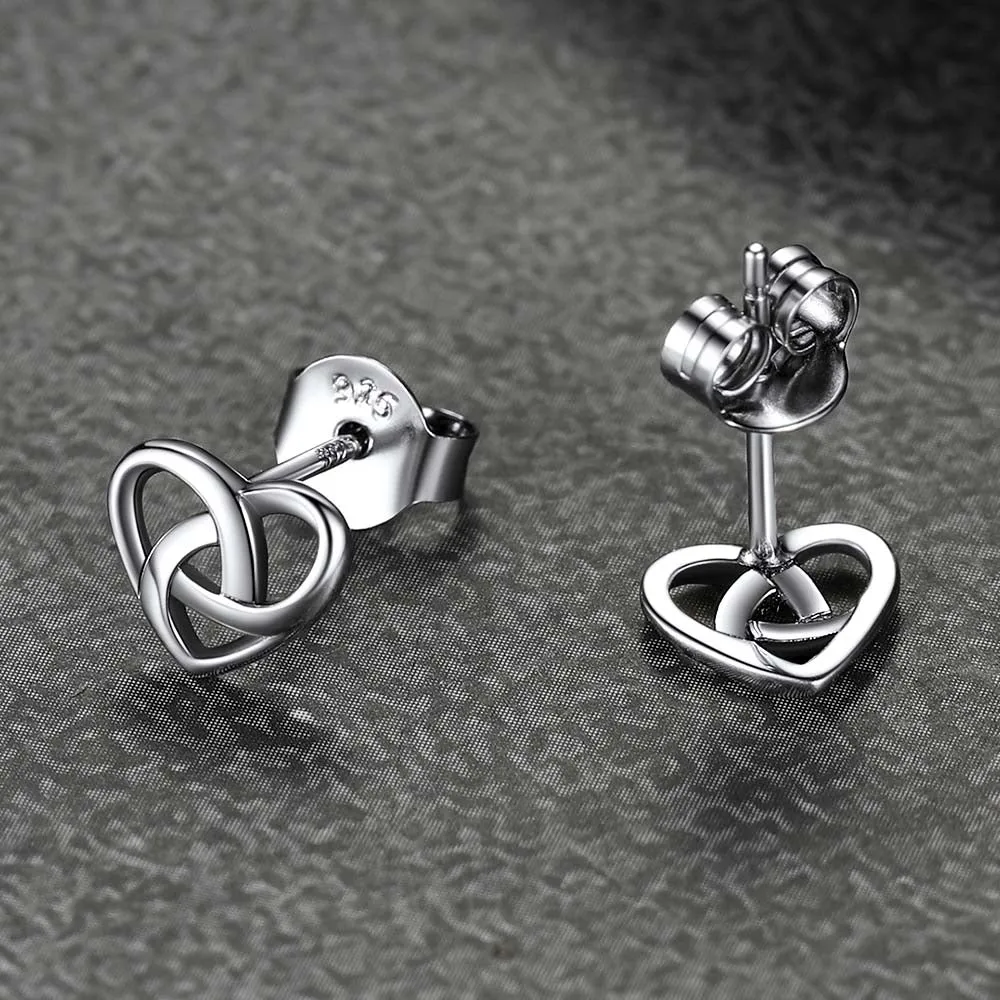 Sterling Silver Celtic Knot Heart Stud Earrings for Women Girl sold by FaithHeart product image thumbnail 5