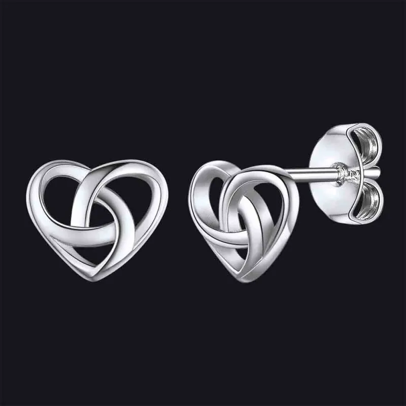 Sterling Silver Celtic Knot Heart Stud Earrings for Women Girl sold by FaithHeart