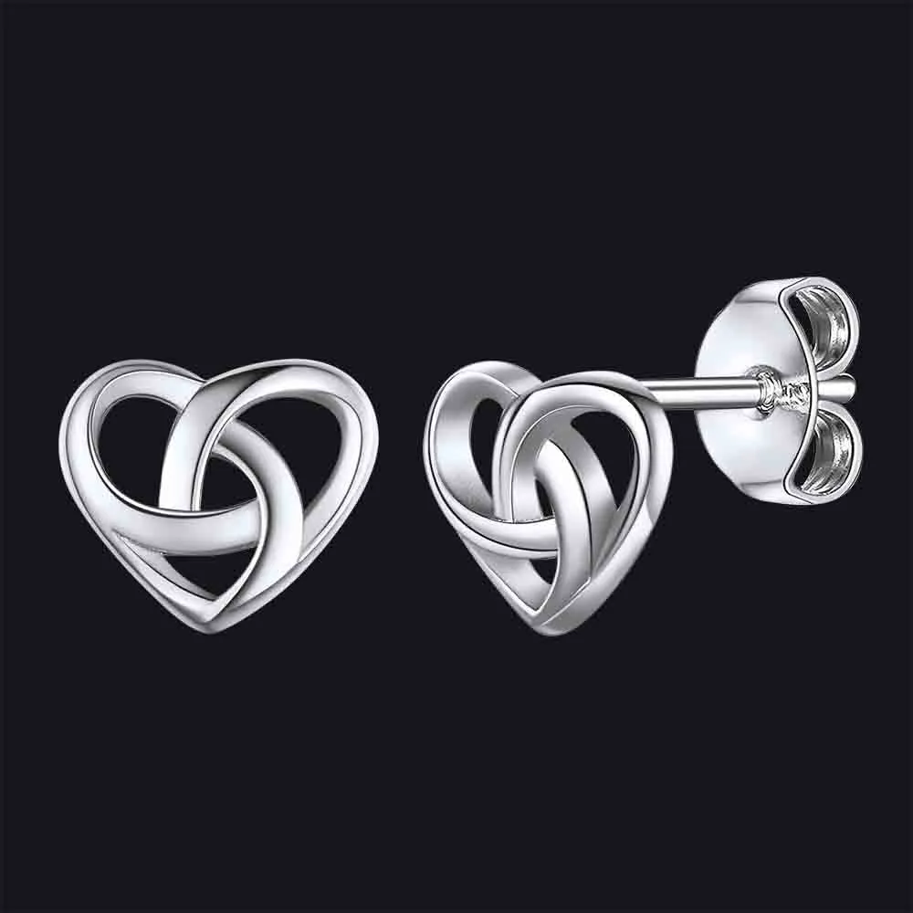 Sterling Silver Celtic Knot Heart Stud Earrings for Women Girl sold by FaithHeart