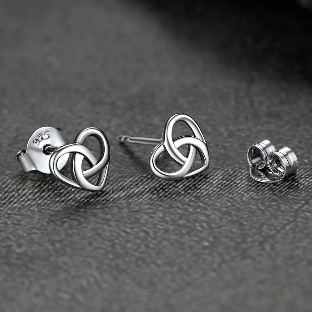 Sterling Silver Celtic Knot Heart Stud Earrings for Women Girl sold by FaithHeart product image thumbnail 4