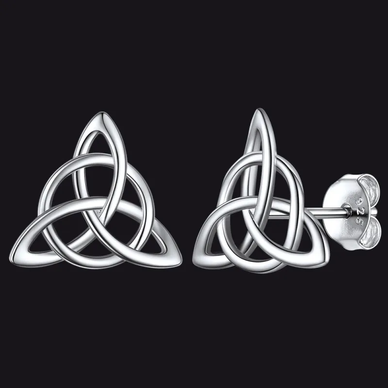 Sterling Silver Celtic Triquetra Stud Earrings for Women sold by FaithHeart