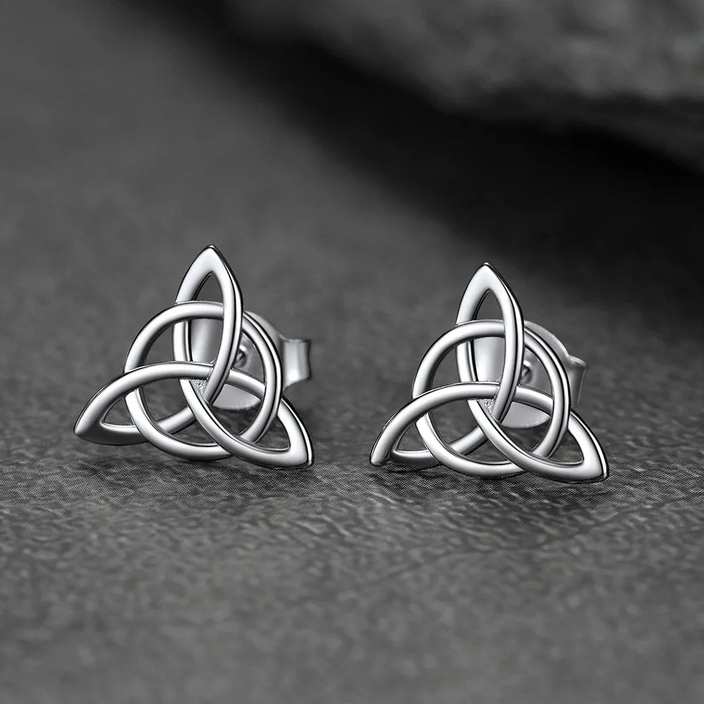 Sterling Silver Celtic Triquetra Stud Earrings for Women sold by FaithHeart product image thumbnail 3