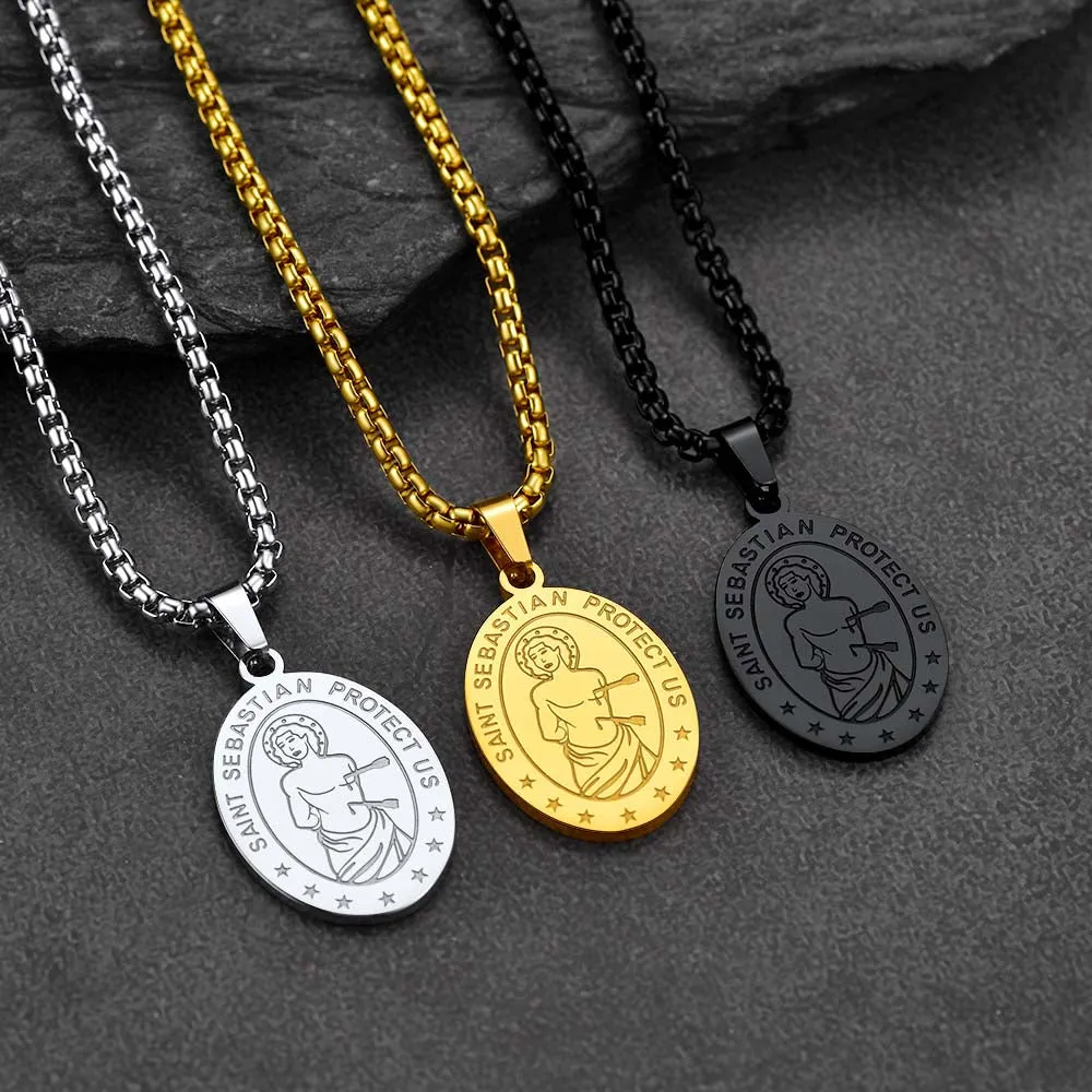 St Sebastian Basketball Medal Necklace for Men Women sold by FaithHeart product image thumbnail 2