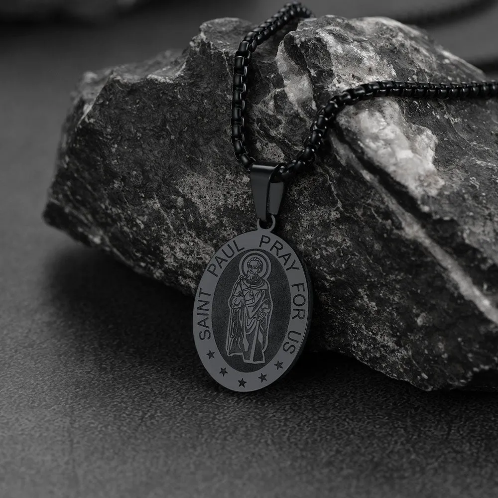 St Saint Paul Necklace Engraved Patron Saints Medal Jewelry sold by FaithHeart product image thumbnail 3