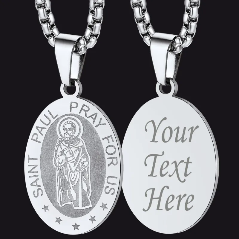 St Saint Paul Necklace Engraved Patron Saints Medal Jewelry sold by FaithHeart