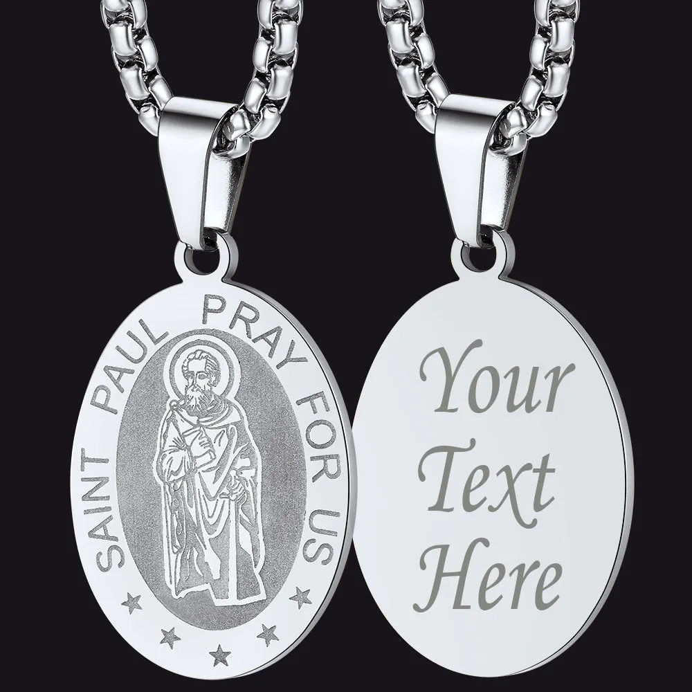 St Saint Paul Necklace Engraved Patron Saints Medal Jewelry sold by FaithHeart