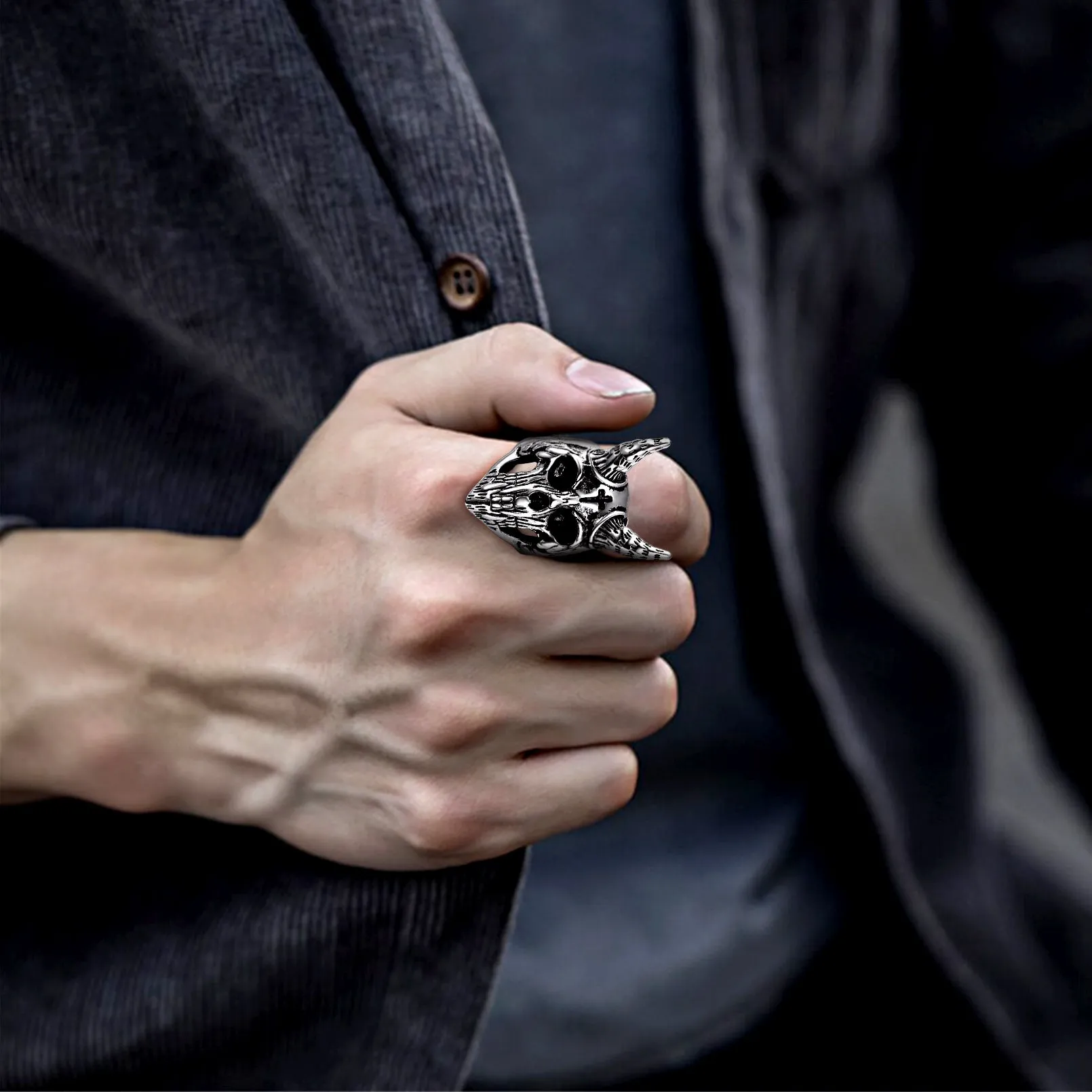 Satanic Baphomet Goat Skull Head Ring for Men sold by FaithHeart product image thumbnail 3