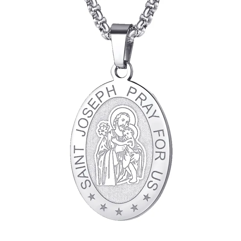 Saint Joseph Engraved Necklace Catholic Saints Medal sold by FaithHeart