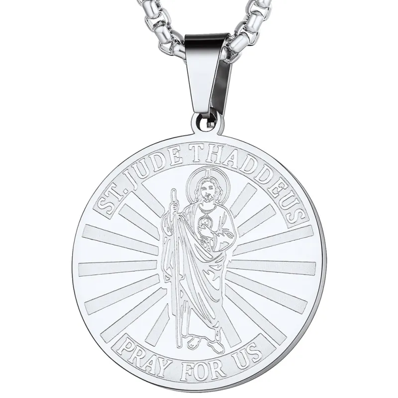 Religious Saint Jude Medal Necklace for Men Women sold by FaithHeart