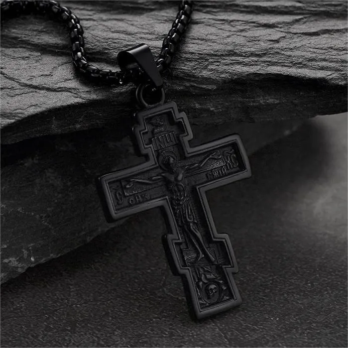 Christian Russian Orthodox Cross Pendant Necklace For Men sold by FaithHeart product image thumbnail 5