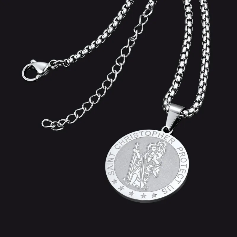 Round St. Christopher Medallion Necklace For Men sold by FaithHeart