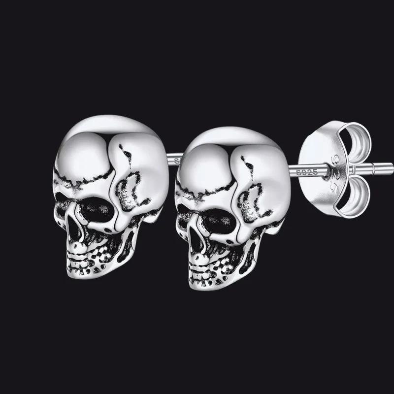 Gothic Punk Skull Stud Earrings For Men sold by FaithHeart