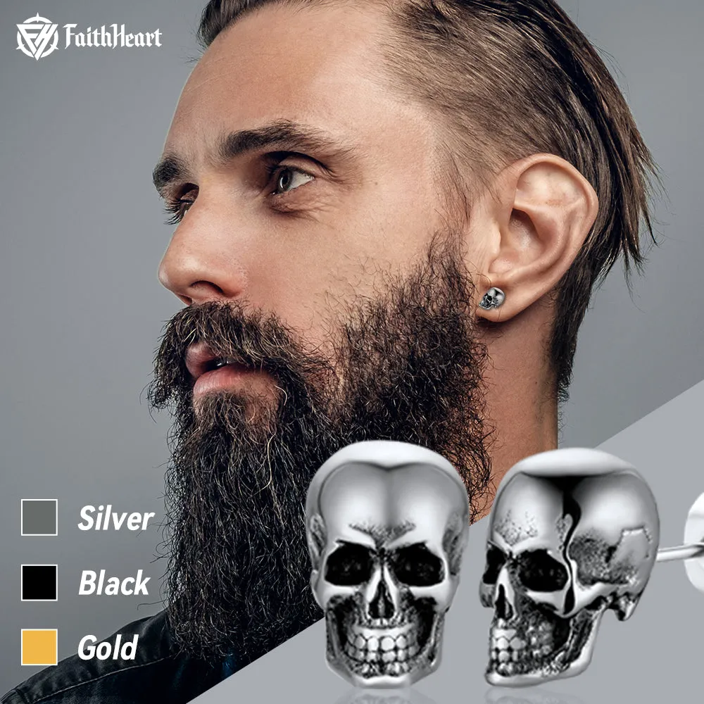 Gothic Punk Skull Stud Earrings For Men sold by FaithHeart product image thumbnail 4