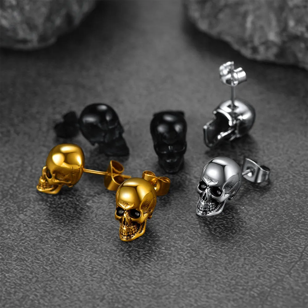 Gothic Punk Skull Stud Earrings For Men sold by FaithHeart product image thumbnail 5
