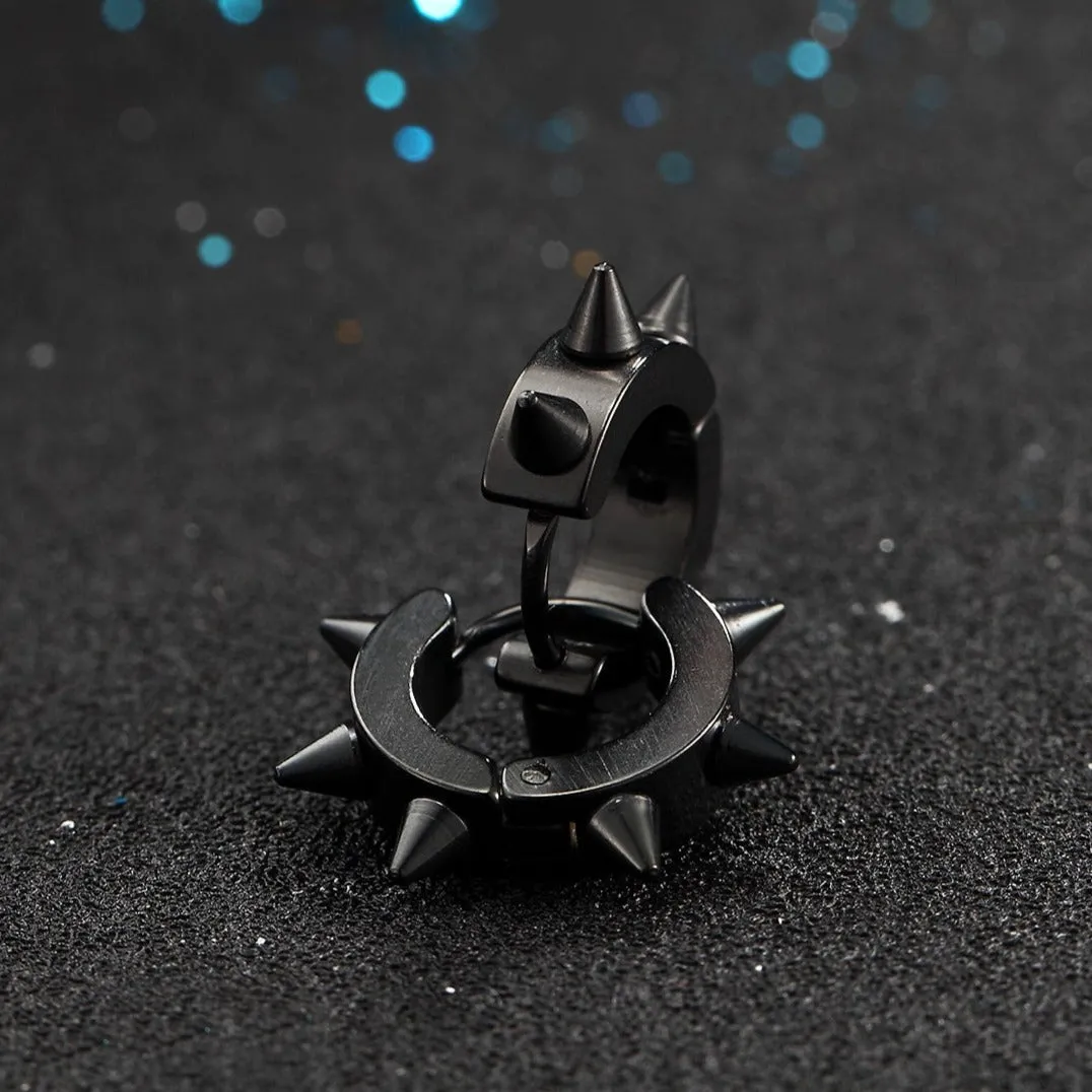 Punk Spike Rivet Huggie Hoop Earrings For Men Women sold by FaithHeart product image thumbnail 5