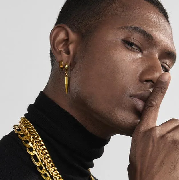 Punk Long Spike Dangle Hoop Earrings For Men Women sold by FaithHeart product image thumbnail 4