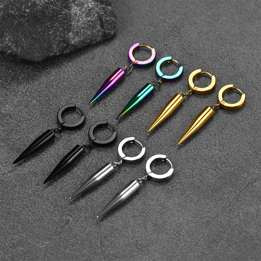 Punk Long Spike Dangle Hoop Earrings For Men Women sold by FaithHeart product image thumbnail 2