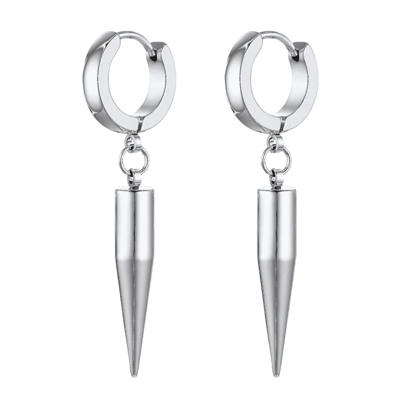 Punk Long Spike Dangle Hoop Earrings For Men Women sold by FaithHeart