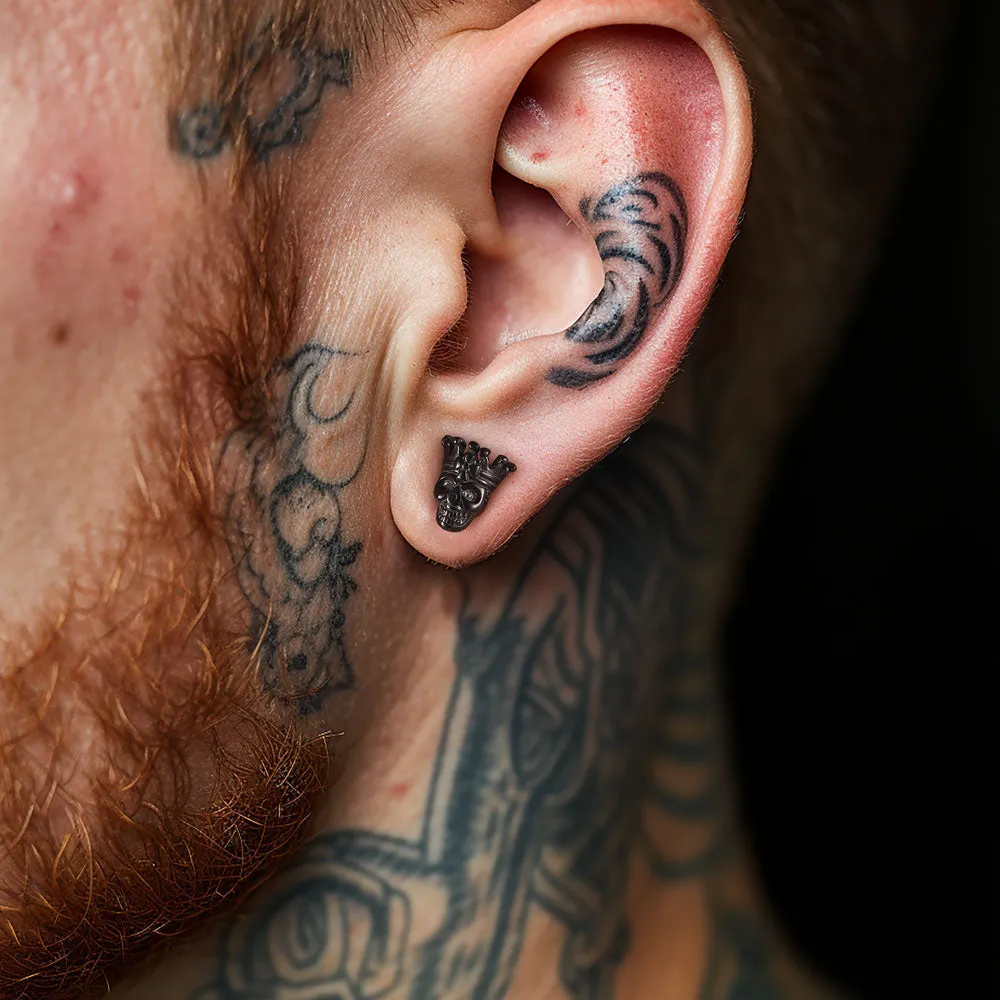 Punk Crown Skull Stud Earrings for Men Halloween Gift sold by FaithHeart product image thumbnail 2