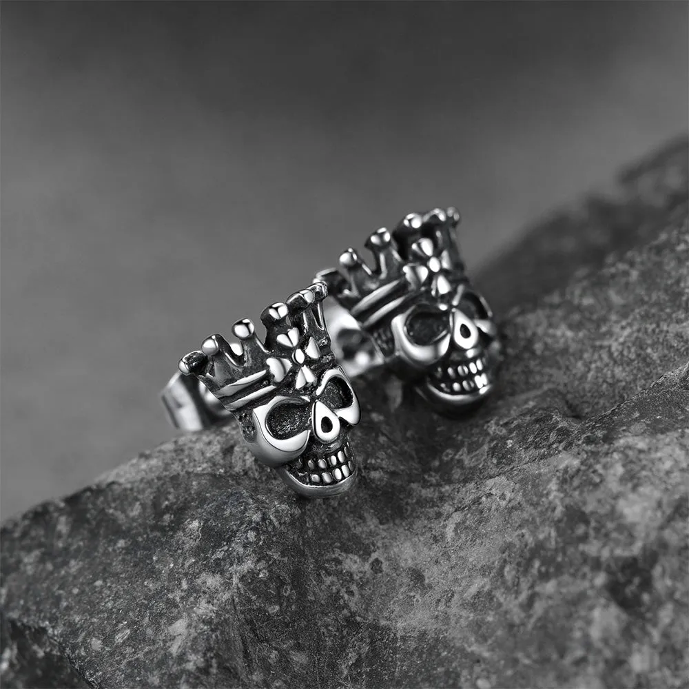 Punk Crown Skull Stud Earrings for Men Halloween Gift sold by FaithHeart product image thumbnail 5