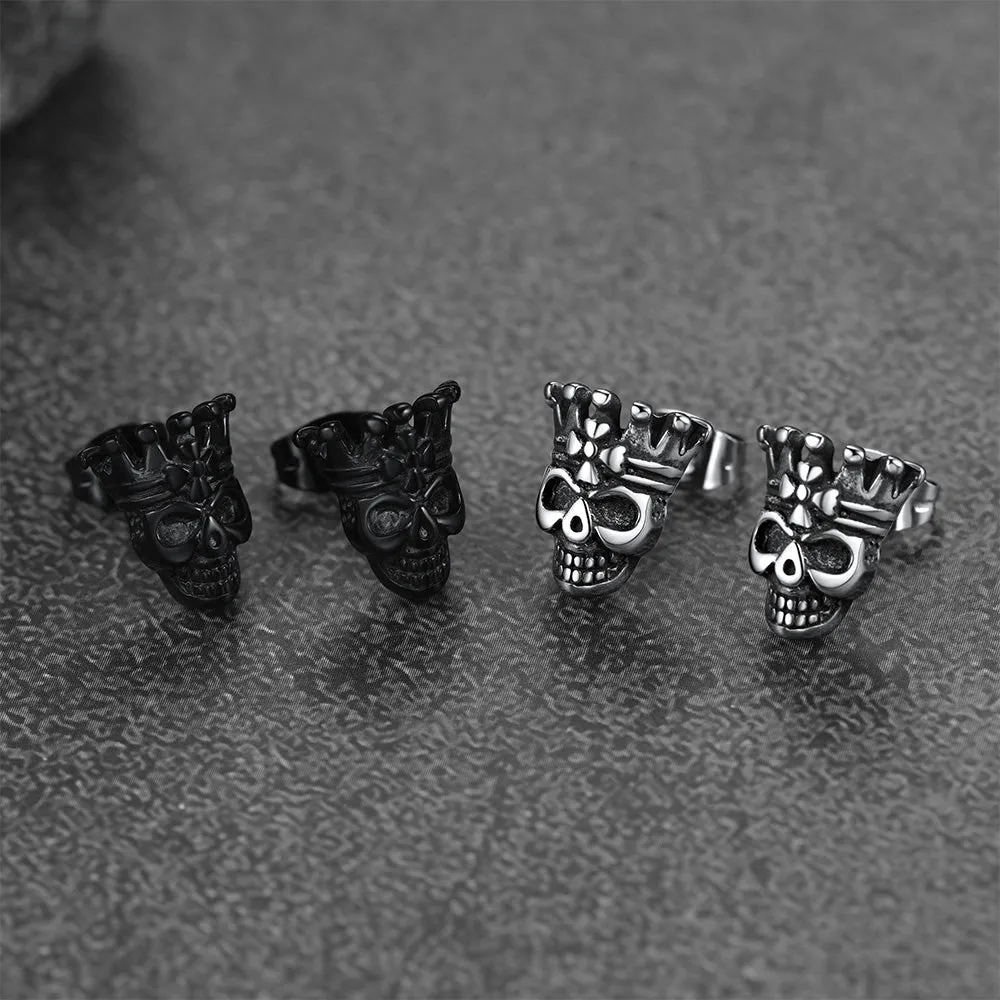 Punk Crown Skull Stud Earrings for Men Halloween Gift sold by FaithHeart product image thumbnail 4