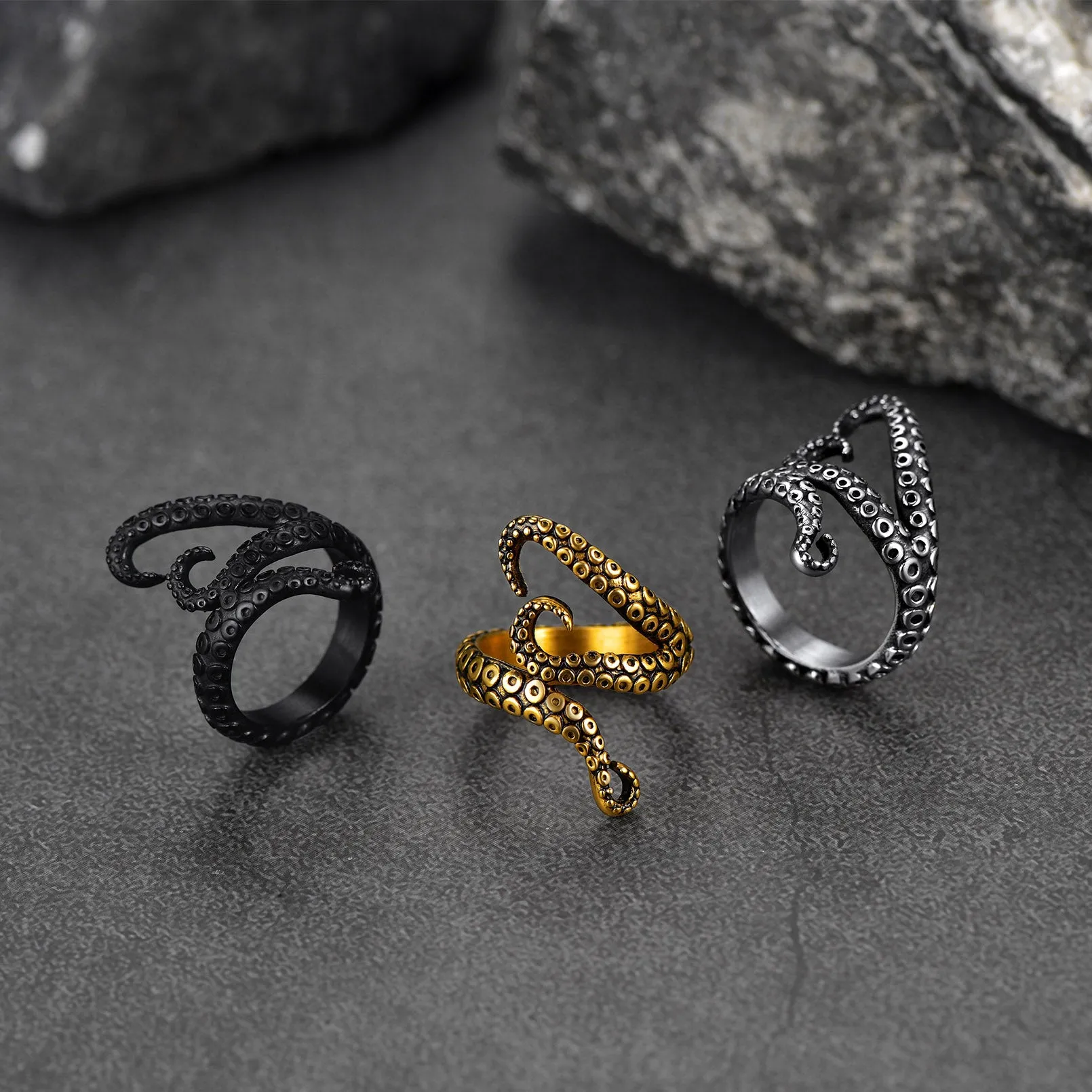 Biker Punk Three Octopus Tentacle Ring For Men sold by FaithHeart product image thumbnail 2