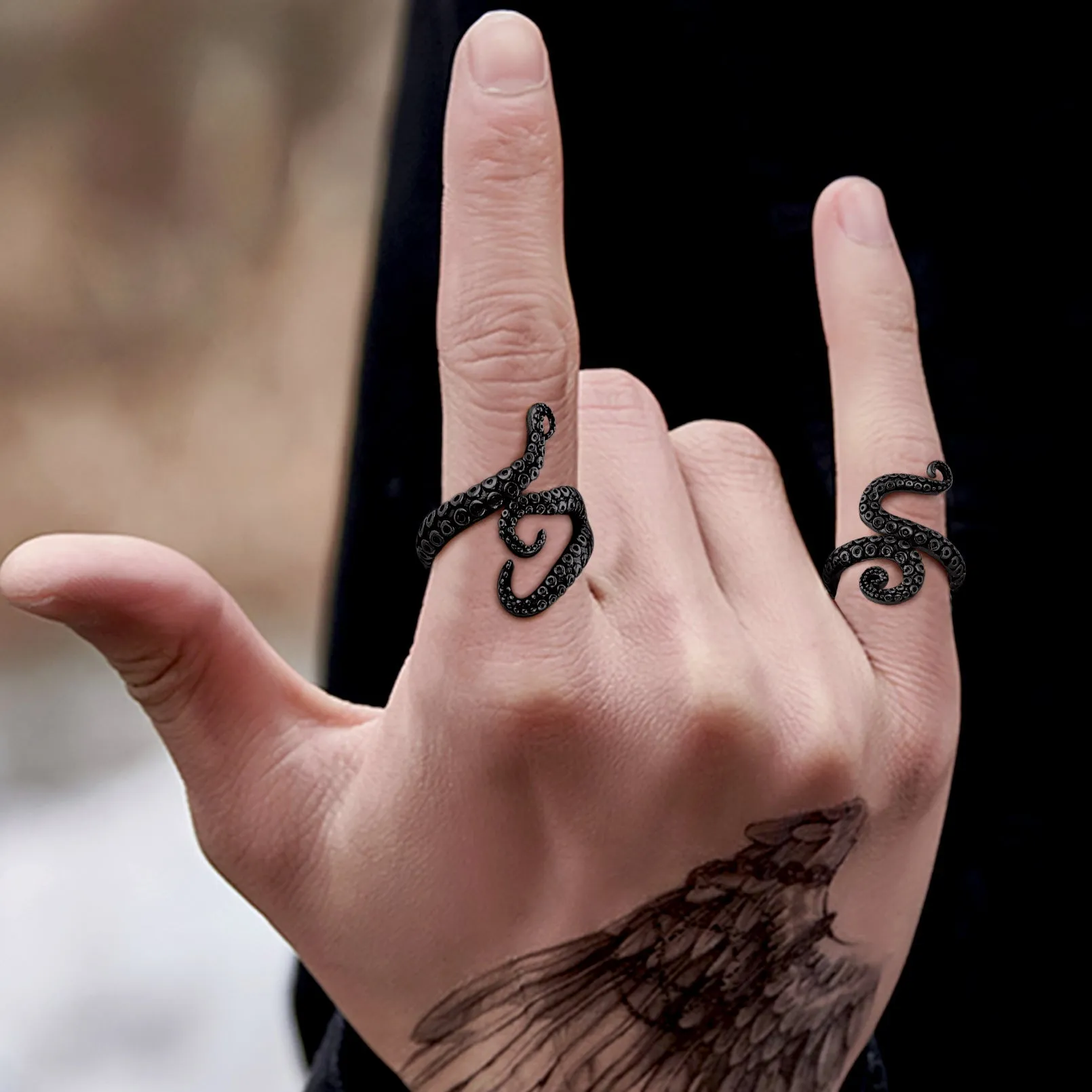 Biker Punk Three Octopus Tentacle Ring For Men sold by FaithHeart product image thumbnail 3