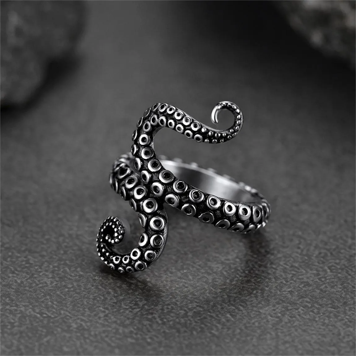 Punk Octopus Tentacle Ring For Men in Stainless Steel sold by FaithHeart product image thumbnail 3