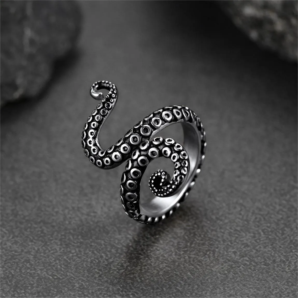 Punk Octopus Tentacle Ring For Men in Stainless Steel sold by FaithHeart product image thumbnail 4
