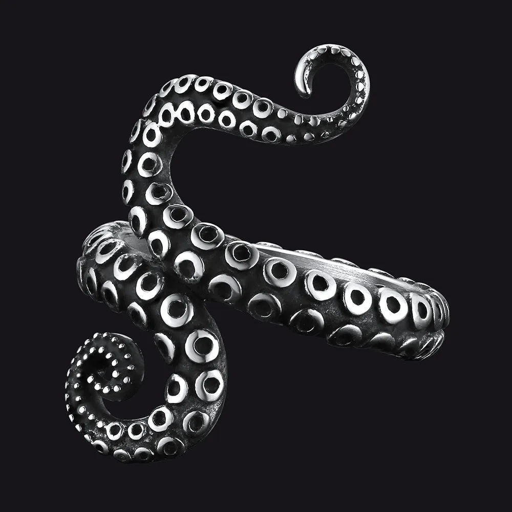 Punk Octopus Tentacle Ring For Men in Stainless Steel sold by FaithHeart