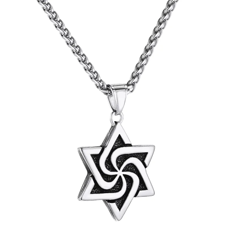 Retro Jewish Star Of David Necklace For Men sold by FaithHeart