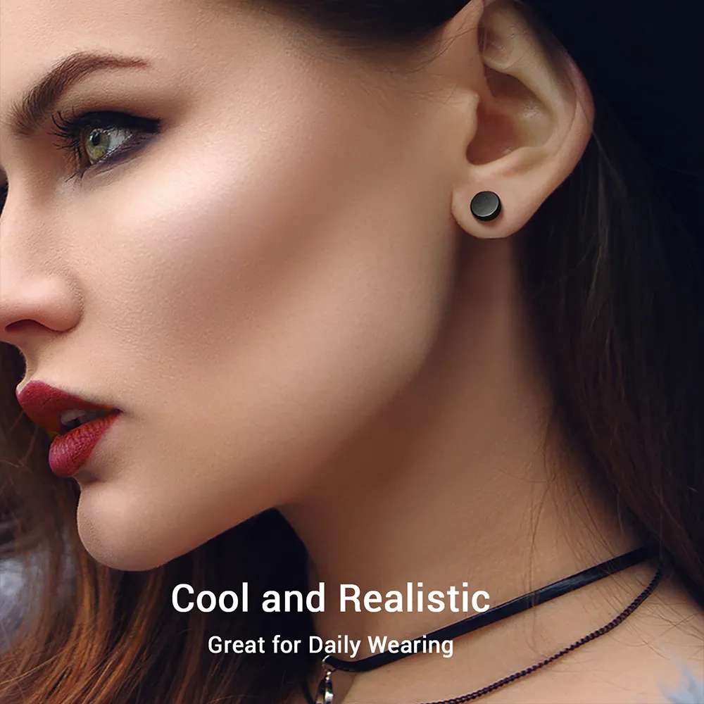 Punk Round Fake Plug Stud Earrings Set For Men 3 Pairs sold by FaithHeart product image thumbnail 5