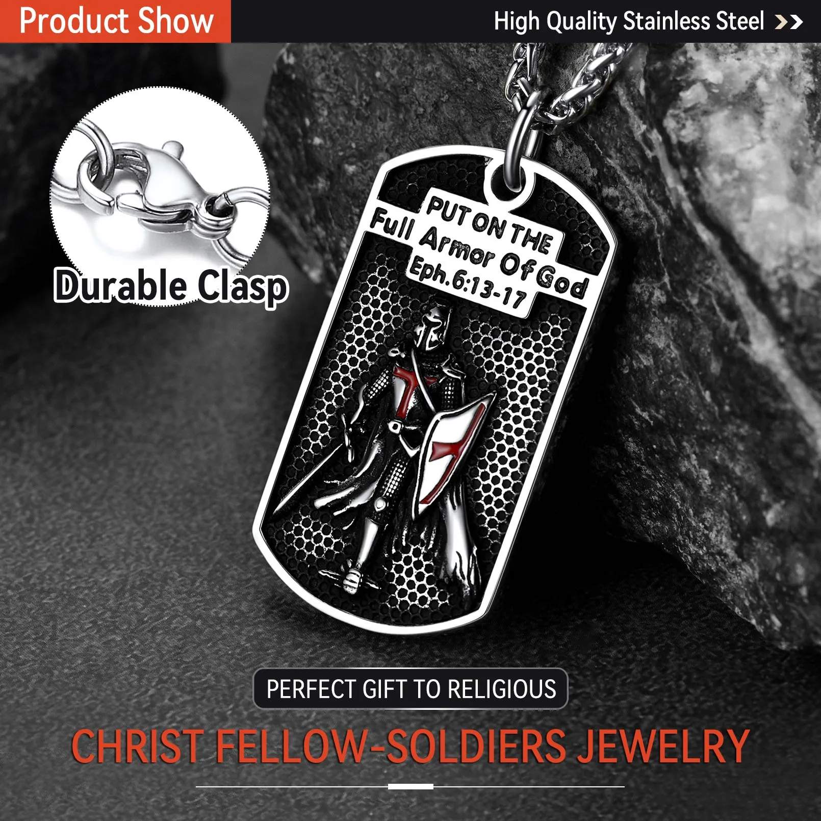 Knights Templar Dog Tag Necklace sold by FaithHeart product image thumbnail 4
