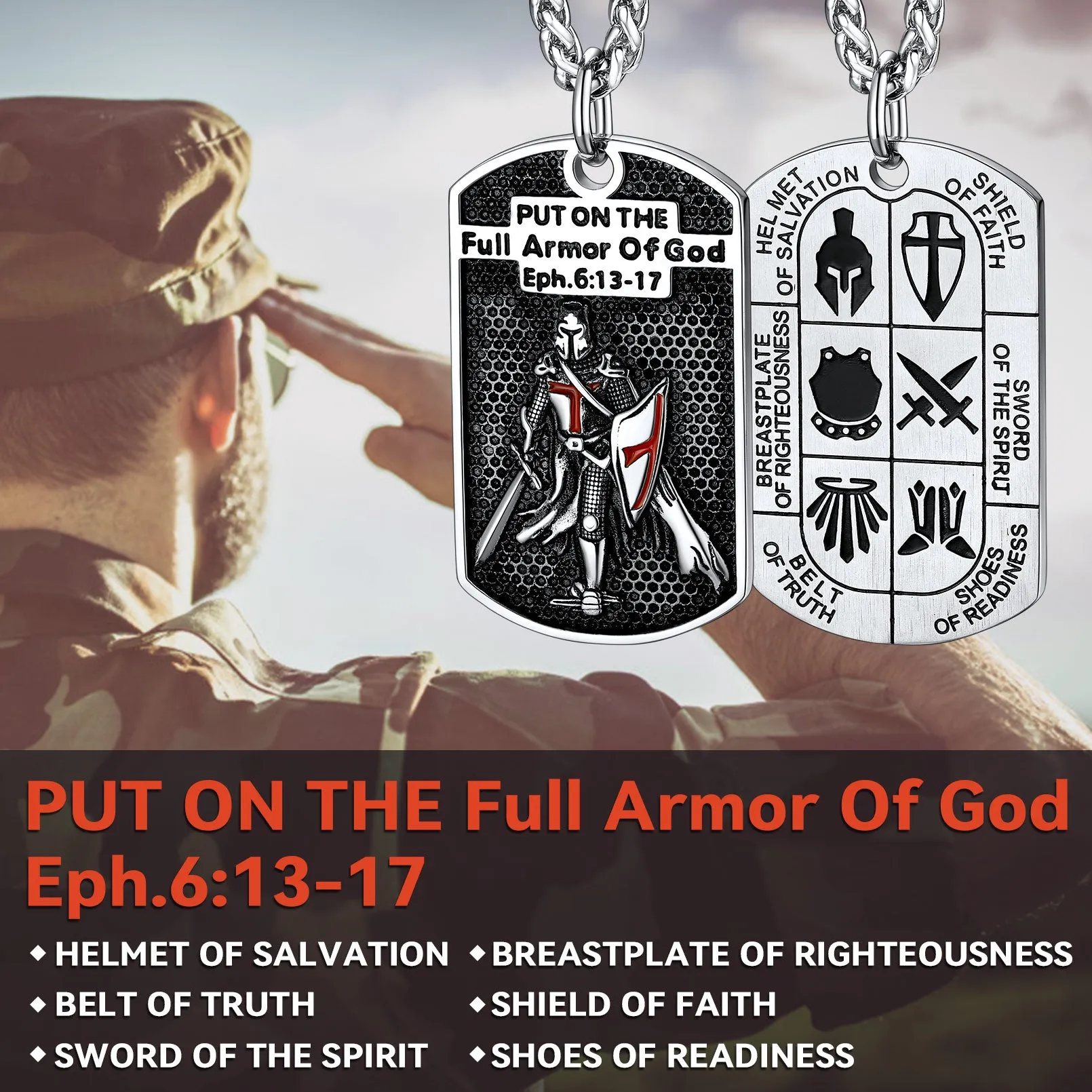 Knights Templar Dog Tag Necklace sold by FaithHeart product image thumbnail 3