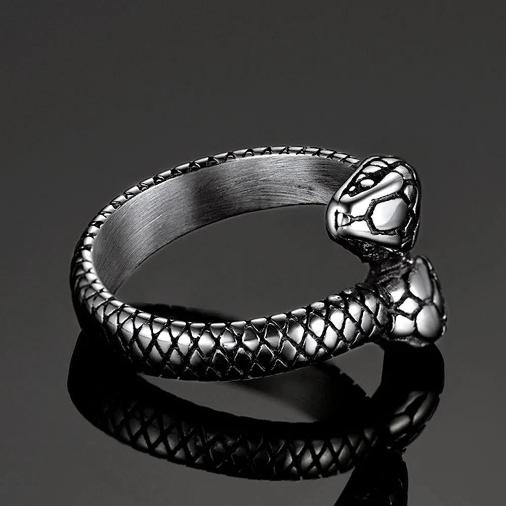 Biker Double Head Snake Stainless Steel Ring For Men sold by FaithHeart product image thumbnail 4