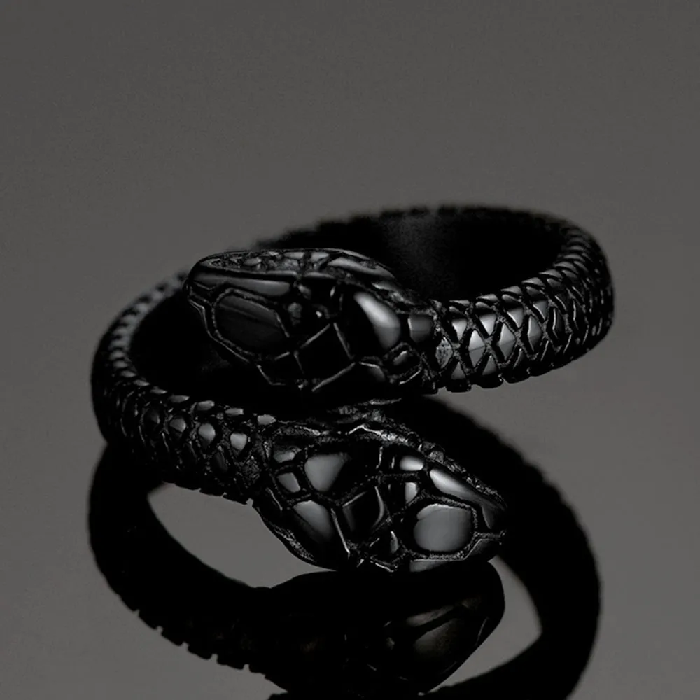 Biker Double Head Snake Stainless Steel Ring For Men sold by FaithHeart product image thumbnail 5