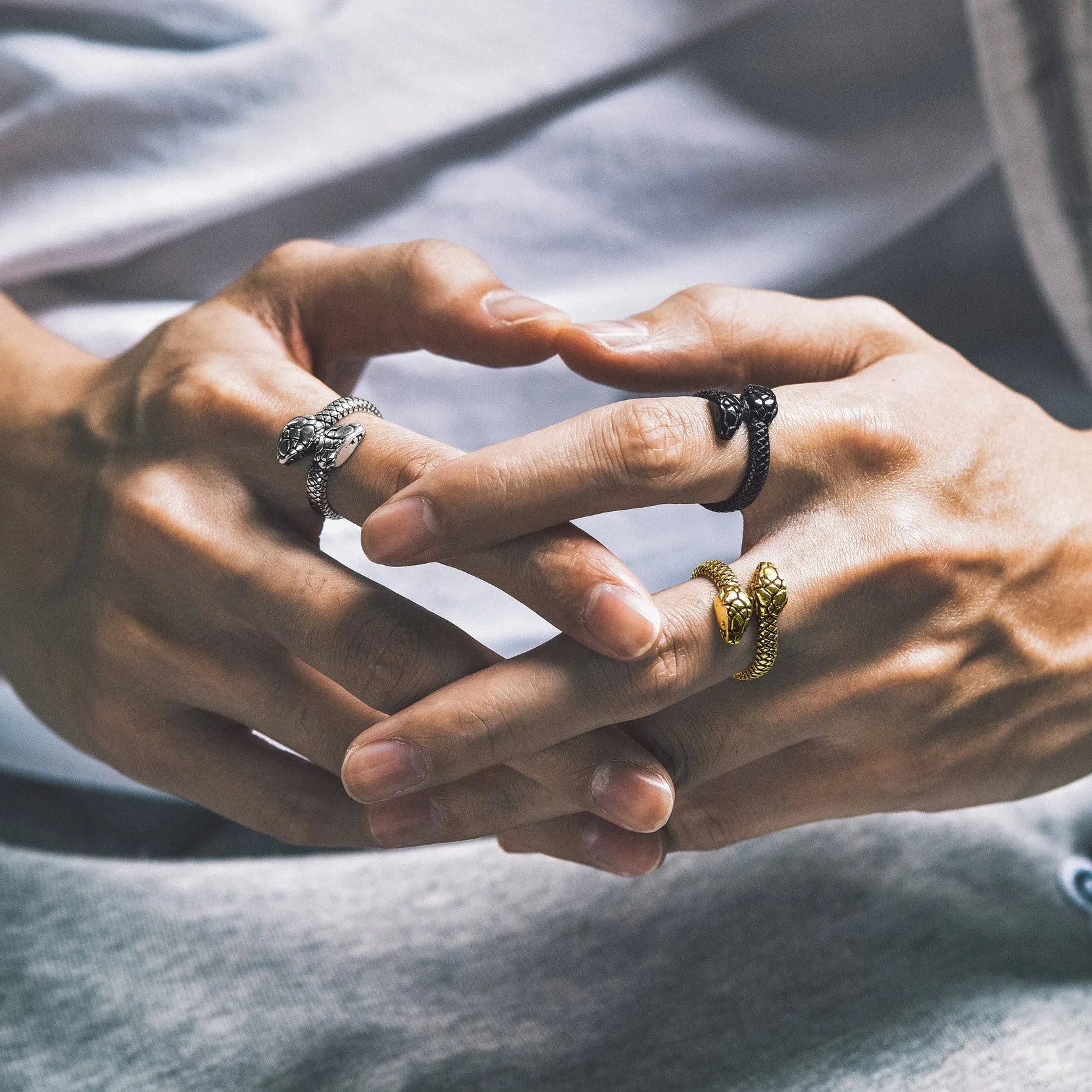 Biker Double Head Snake Stainless Steel Ring For Men sold by FaithHeart product image thumbnail 2