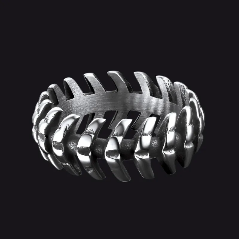 Punk Looped Bone Ring Vertebrae Band Ring For Men sold by FaithHeart