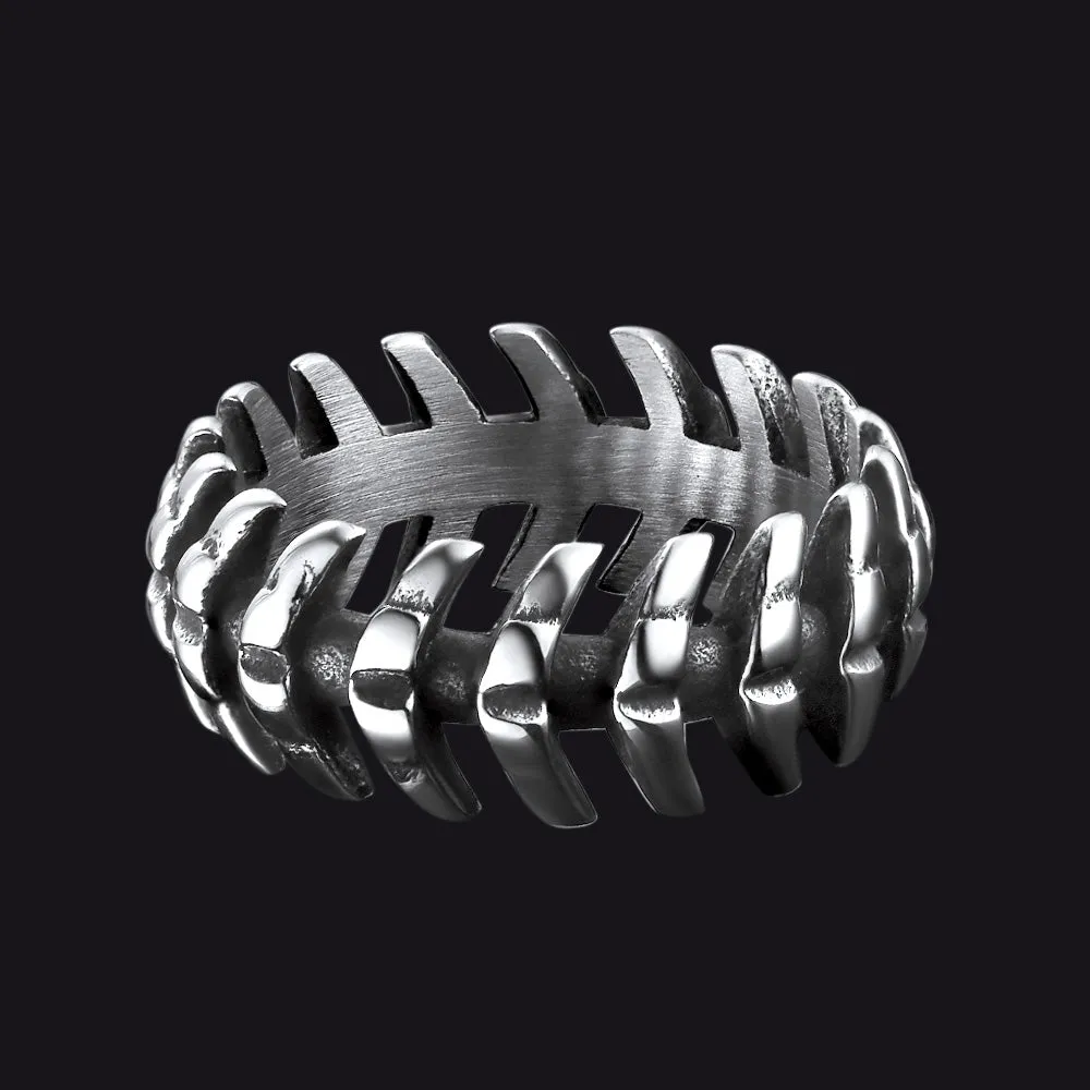 Punk Looped Bone Ring Vertebrae Band Ring For Men sold by FaithHeart