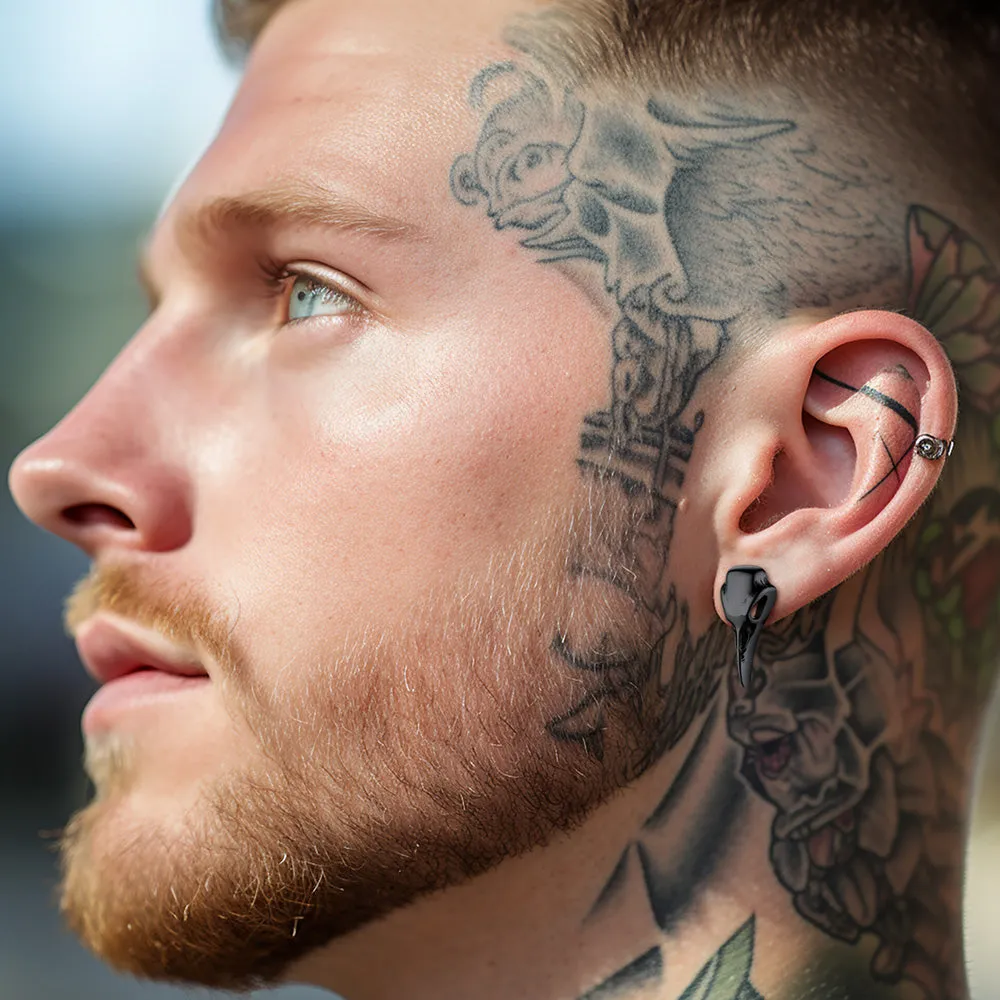 Raven Skull Earrings Viking Stud Earrings For Men sold by FaithHeart product image thumbnail 5