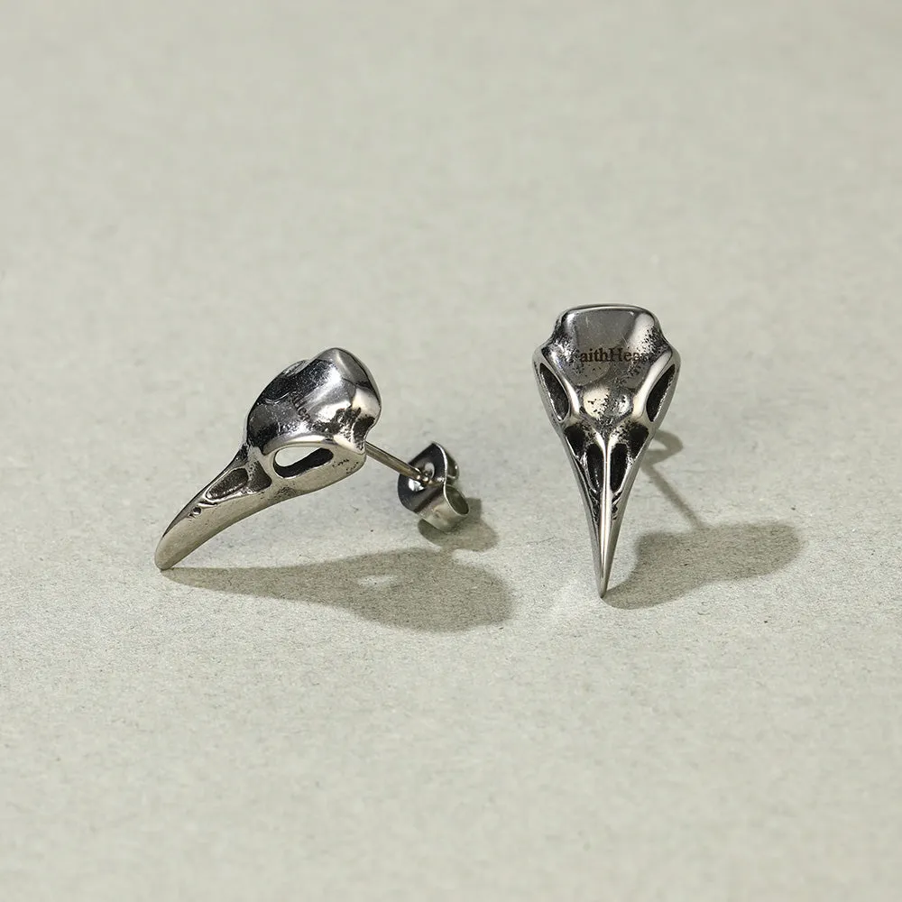 Raven Skull Earrings Viking Stud Earrings For Men sold by FaithHeart product image thumbnail 3