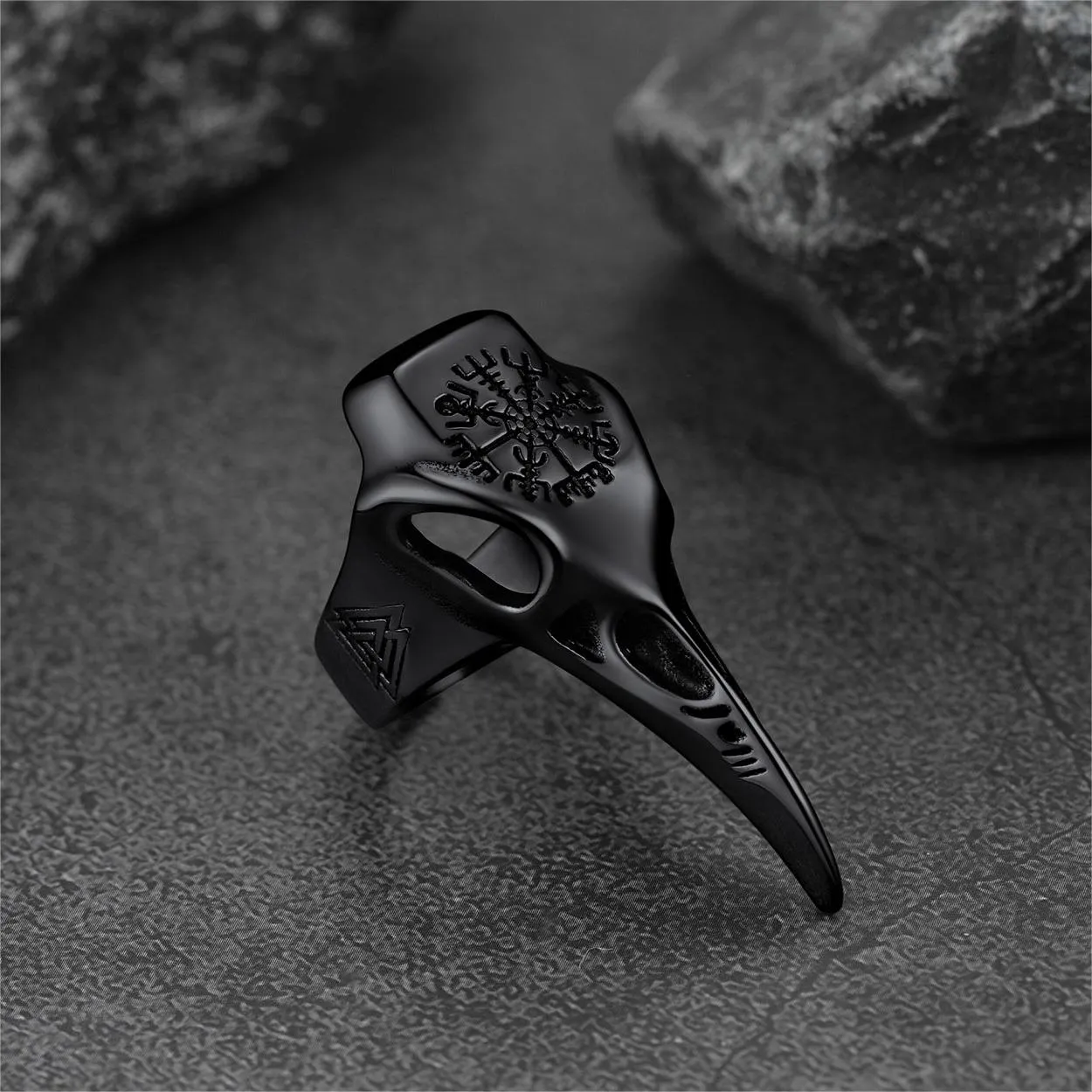 Raven Skull Ring With Viking Compass For Men sold by FaithHeart product image thumbnail 5