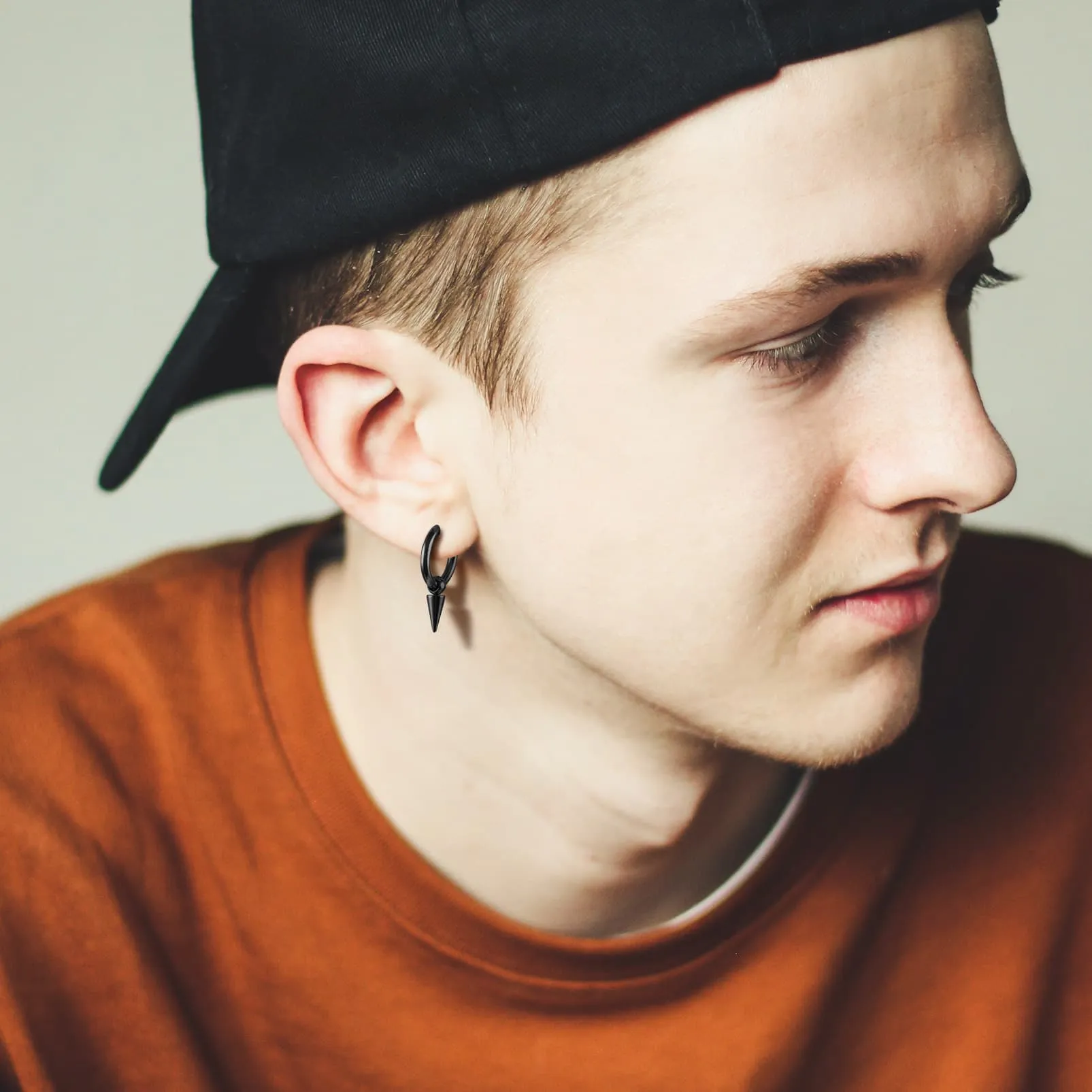 Punk Spike Huggie Hoop Earrings for Men Women sold by FaithHeart product image thumbnail 4