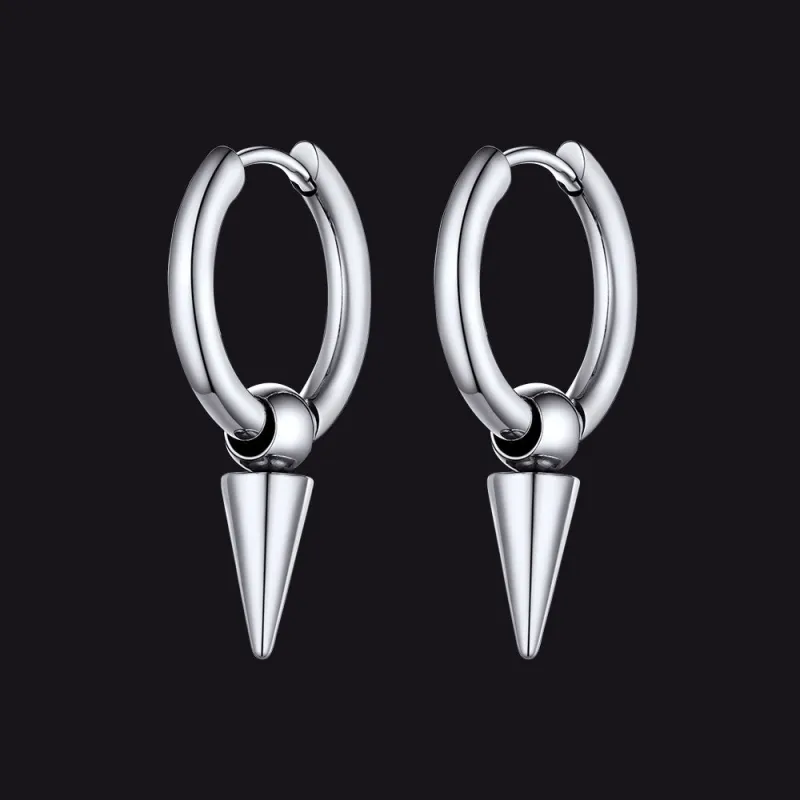 Punk Spike Huggie Hoop Earrings for Men Women sold by FaithHeart