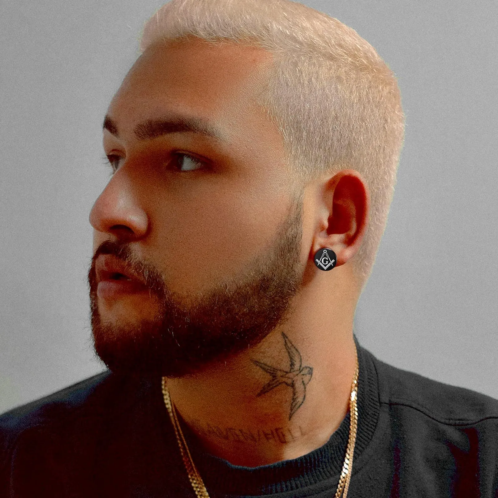 Religious Black Stud Earrings Set for Men 6 Pairs sold by FaithHeart product image thumbnail 2